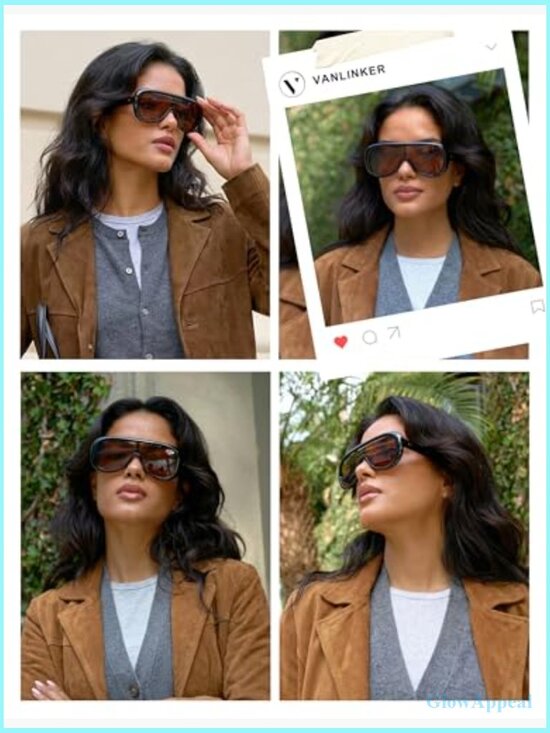 Oversized Aviator Square Sunglasses Women Men Trendy Polarized Lens Retro main image 6